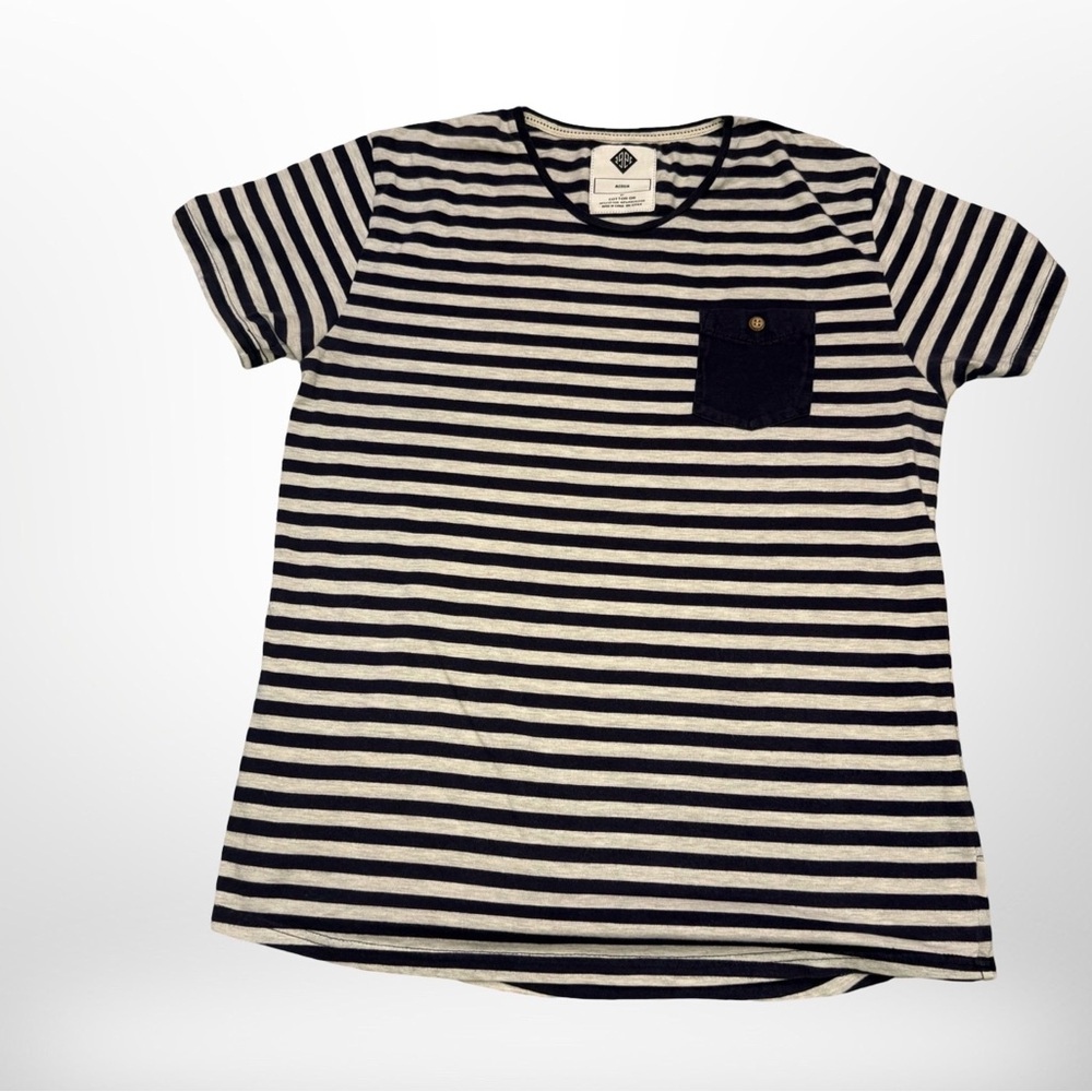 Cotton On Navy and White Striped Tee with Pocket